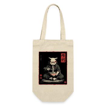 Samurai Cat Ramen Japan Streetwear Design - Geschenkbeutel für Flaschen - Natur - Vorne
