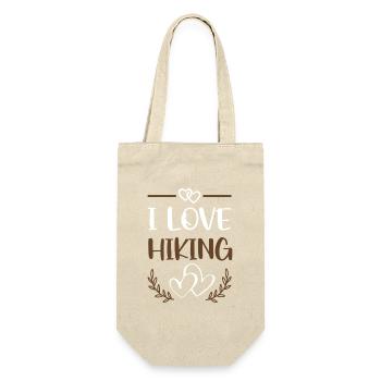 I Love Hiking Motiv mit Herzen - Geschenkbeutel für Flaschen - Natur - Vorne