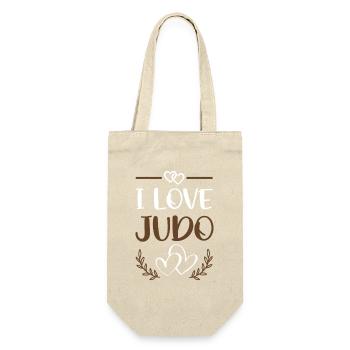 Ich liebe Judo Herzen - Geschenkbeutel für Flaschen - Natur - Vorne