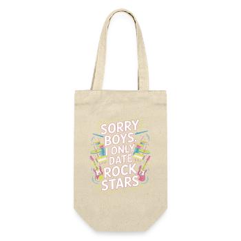 Festival Sorry Boys I Only Date Rock Stars Groupie - Geschenkbeutel für Flaschen - Natur - Vorne
