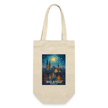 Bielefeld Nachtpanorama Skyline - Geschenkbeutel für Flaschen - Natur - Vorne