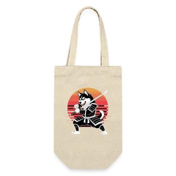 Guerrier samouraï husky avec katana avant rétro - Sac à bouteille - nature - Devant