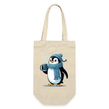 Cuddly penguin with blue cap - Gift Bag for Bottles - nature - Front