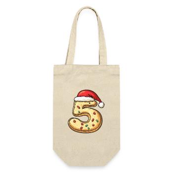 5 Number Cookie Christmas - Gift Bag for Bottles - nature - Front