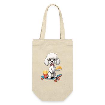 Caniche sur planche à roulettes avec frites - Sac à bouteille - nature - Devant