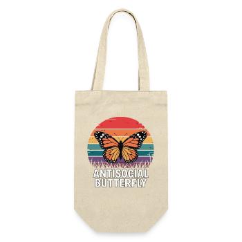 Antisocial Butterfly - Retro Schmetterling - Geschenkbeutel für Flaschen - Natur - Vorne