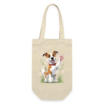 Fröhlicher Hund im Feld - Geschenkbeutel für Flaschen - Natur - Vorne