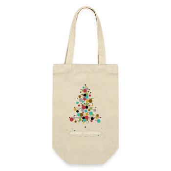 Atomic Christmas – Retro Weihnachtsbaum Design - Geschenkbeutel für Flaschen - Natur - Vorne