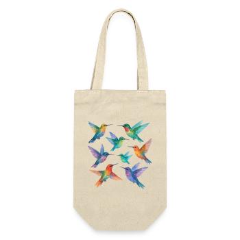 Bunte Kolibris in Aquarell – Leichtigkeit & Farbe - Geschenkbeutel für Flaschen - Natur - Vorne