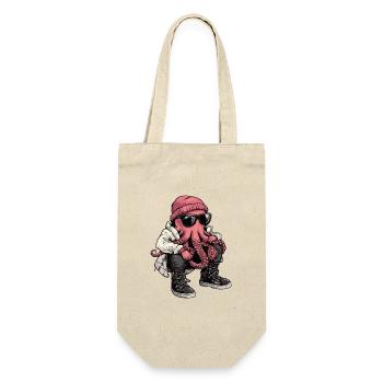 Oktopus Cool Winter - Geschenkbeutel für Flaschen - Natur - Vorne