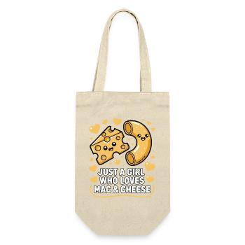 Mac & Cheese Liebhaberin - Kawaii Design - Geschenkbeutel für Flaschen - Natur - Vorne