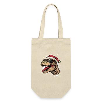 Dinosaurier T-Rex Weihnachten Lustig - Geschenkbeutel für Flaschen - Natur - Vorne