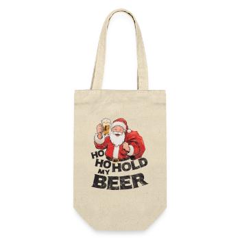 Le Père Noël avec de la bière en disant Ho Ho Hold my Beer - Sac à bouteille - nature - Devant