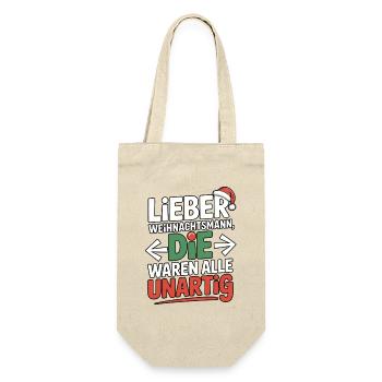 Lieber Weihnachtsmann Unartig Humor - Geschenkbeutel für Flaschen - Natur - Vorne