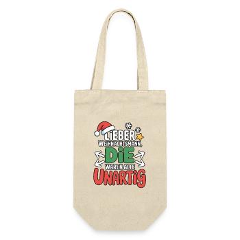 Lieber Weihnachtsmann Unartig Humor - Geschenkbeutel für Flaschen - Natur - Vorne