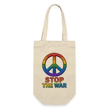 Peace Zeichen Regenbogen – Stop The War Design - Geschenkbeutel für Flaschen - Natur - Vorne