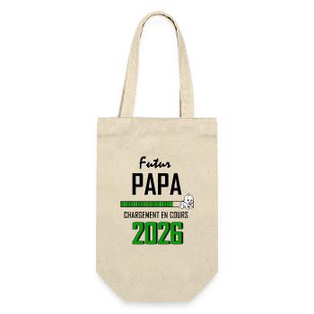 Future DAD Countdown 2026 Baby Grün - Geschenkbeutel für Flaschen - Natur - Vorne