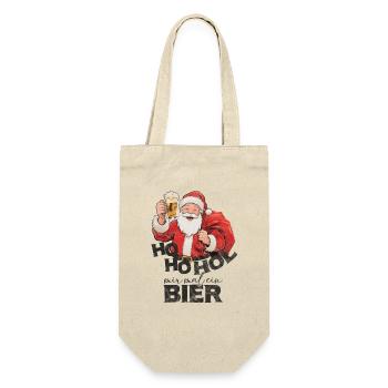 Santa sagt hol mir mal ein Bier - Geschenkbeutel für Flaschen - Natur - Vorne