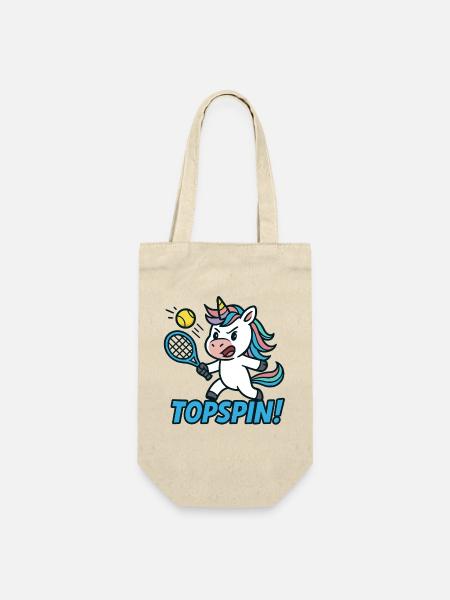Topspin! Einhorn Tennis Humor Power - Gavepose til flasker - natur