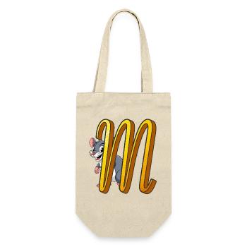 BUCHSTABE M - Geschenkbeutel für Flaschen - Natur - Vorne