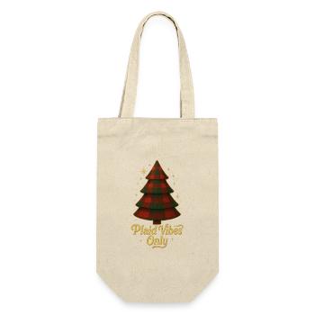 Plaid Vibes Only – Trendy Plaid Christmas Wallpaper - Gift Bag for Bottles - nature - Front
