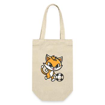 Fuchs Fußball Cartoon - Geschenkbeutel für Flaschen - Natur - Vorne