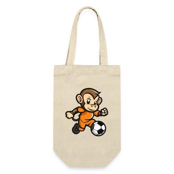 Affe Comic Fußball - Geschenkbeutel für Flaschen - Natur - Vorne