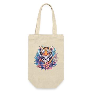 Tiger Blütenzauber - Geschenkbeutel für Flaschen - Natur - Vorne