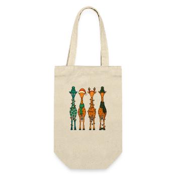 Giraffe Quartett Gemütliches Winterweihnachten - Geschenkbeutel für Flaschen - Natur - Vorne