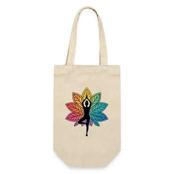 Silhouette de posture d’arbre de yoga avec chakra de lotus - Sac à bouteille - nature - Devant