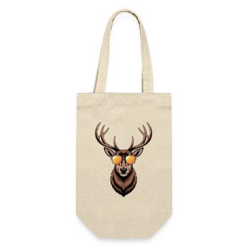 Hirsch mit Geweih und Sonnenbrille - Geschenkbeutel für Flaschen - Natur - Vorne