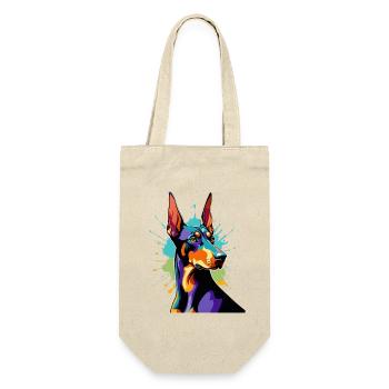 Farbexplosion Dobermann - Geschenkbeutel für Flaschen - Natur - Vorne