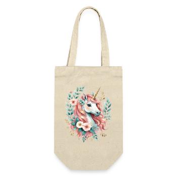 Pastel unicorn with flower wreath - Gift Bag for Bottles - nature - Front