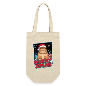 Capybara mit Santa Hut Weihnachten - Geschenkbeutel für Flaschen - Natur - Vorne