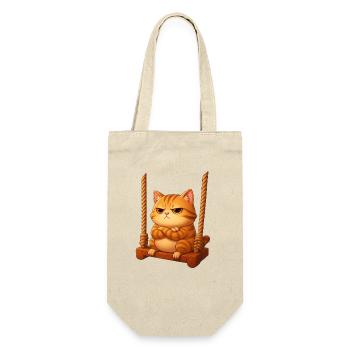 Grimmige Katze auf Schaukel Cartoon Spielplatz - Geschenkbeutel für Flaschen - Natur - Vorne