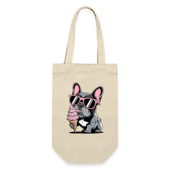 Französische Bulldogge Mit Eiscreme Und - Gift Bag for Bottles - nature - Front