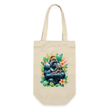 Gorilla Familienliebe im Tropenlaub - Geschenkbeutel für Flaschen - Natur - Vorne