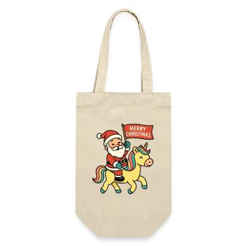 Cute Santa Claus rides unicorn Merry Christma - Gift Bag for Bottles - nature - Front
