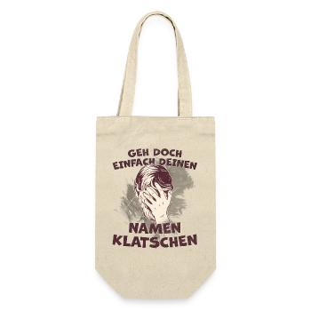 Namen Klatschen Spruch Facepalm - Geschenkbeutel für Flaschen - Natur - Vorne