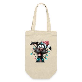 Christmas woofs with fairy lights - Gift Bag for Bottles - nature - Front