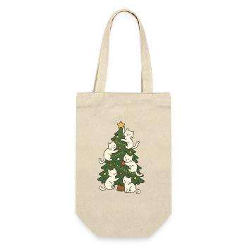 Whiskered Christmas Tree Crew, Love Cats, Kittens  - Gift Bag for Bottles - nature - Front