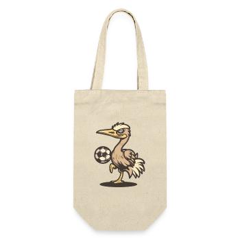 Pelikan mit Ball – Sportlicher Mascot - Geschenkbeutel für Flaschen - Natur - Vorne