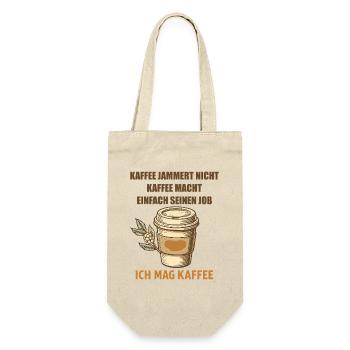 Kaffee Spruch Vintage Becher - Geschenkbeutel für Flaschen - Natur - Vorne