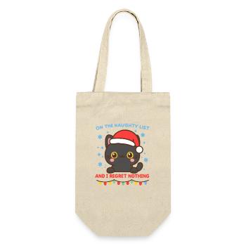 Cat in Santa Hat Naughty List, Christmas  - Gift Bag for Bottles - nature - Front