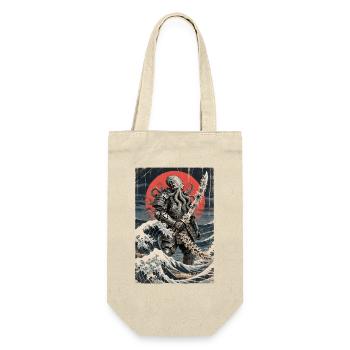 Samurai Oktopus Tentakel Monster Japanisch Ukiyo-e - Geschenkbeutel für Flaschen - Natur - Vorne
