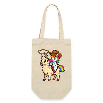 Cowboy licorne sur lama chemise kawaii - Sac à bouteille - nature - Devant