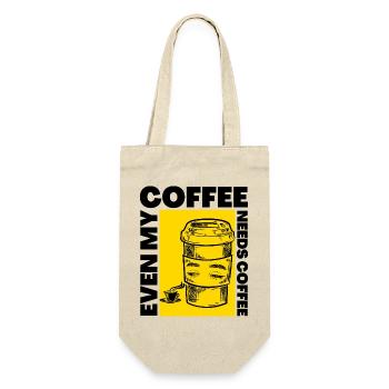 Even My Coffee Needs Coffee Funny Design - Gift Bag for Bottles - nature - Front