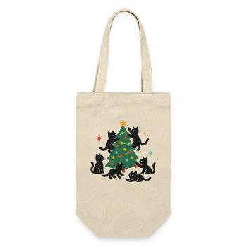 Chats de Noël amusants avec sapin de Noël décoré - Sac à bouteille - nature - Devant
