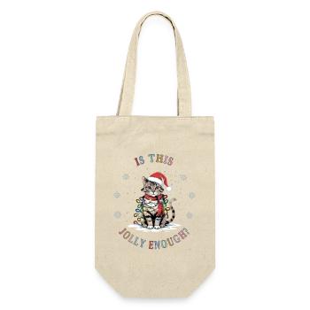Cat with fairy lights Christmas Christmas cat - Gift Bag for Bottles - nature - Front