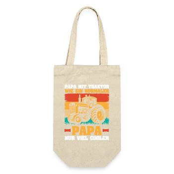 Landwirt Bauernhof Farmer Bauer Papa Vater Traktor - Geschenkbeutel für Flaschen - Natur - Vorne